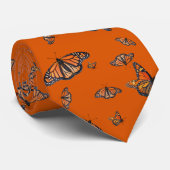 Cravate Tie Papillon Orange Motif Monarch (Roulé)