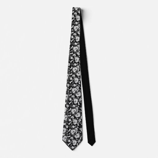 Cravate Tie personnalisé à motif floral noir (Devant)