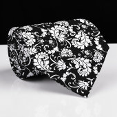 Cravate Tie personnalisé à motif floral noir