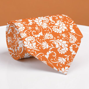 Cravate Tie personnalisé à motif floral orange