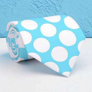 Cravate Tie personnalisé à pois géants bleu clair