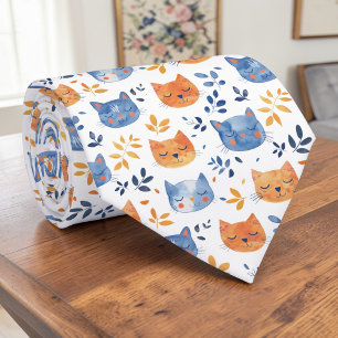 Cravate Tie personnalisé avec graphique de chat rétro