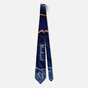 Cravate Tie personnalisé avec lettre et nom en marbre doré