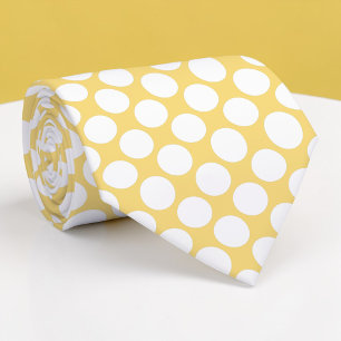 Cravate Tie personnalisé jaune clair à gros pois