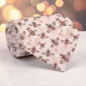 Cravate Tie personnalisé motif abeille rose