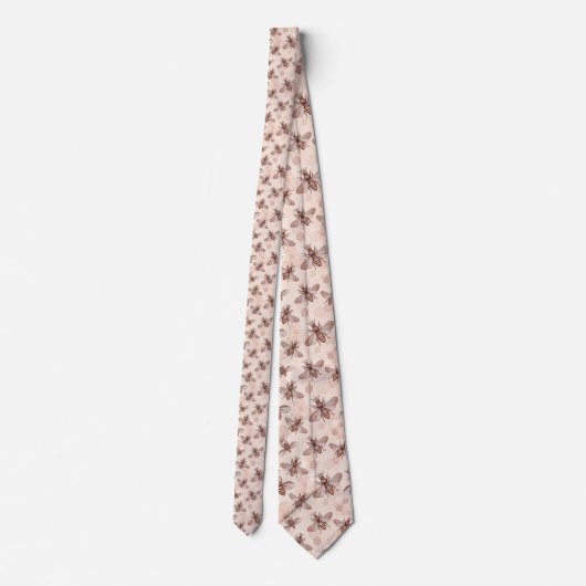 Cravate Tie personnalisé motif abeille rose (Dos)