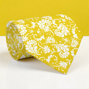 Cravate Tie personnalisé motif floral jaune