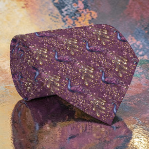 Cravate Tie personnalisé motif paon