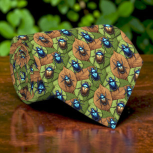 Cravate Tie personnalisé motif scarabées