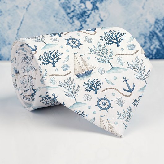 Cravate Tie personnalisé sur la vie marine nautique