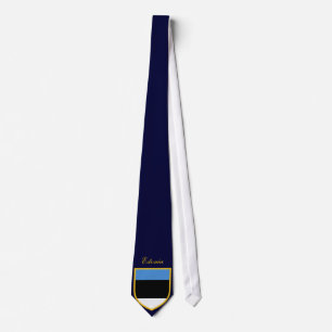 Cravate Tie personnalisée avec drapeau de l'Estonie et nom