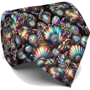 Cravate Tie pour amoureux de la plage Motif coquillage d