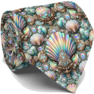Cravate Tie pour amoureux de la plage Motif coquillage d