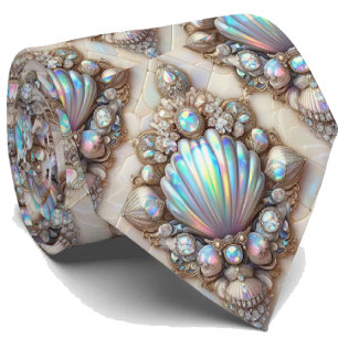 Cravate Tie pour amoureux de la plage Motif coquillage d