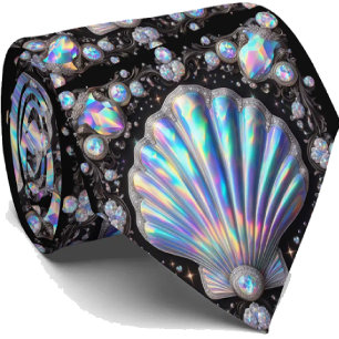 Cravate Tie pour amoureux de la plage   Motif coquillage d
