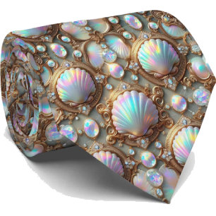 Cravate Tie pour amoureux de la plage Motif coquillage d