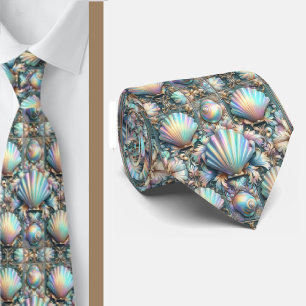 Cravate Tie pour amoureux de la plage Motif coquillages