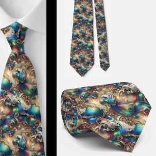 Cravate Tie pour amoureux de la plage   Motif de vagues oc