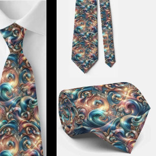 Cravate Tie pour amoureux de la plage   Motif de vagues oc