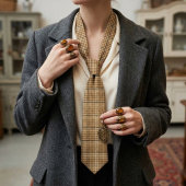 Cravate Tie pour femmes Camel Houndstooth Windowpane