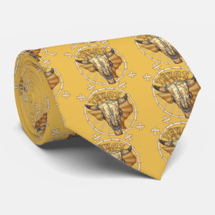 Cravate Tie pour homme crâne de vache tribale du Texas