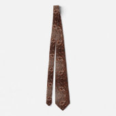 Cravate Tie pour homme en faux cuir brun occidental orné (Dos)
