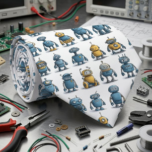 Cravate Tie pour homme Retro Robot