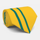 Cravate Tie rayé rétro bleu sur or (Roulé)