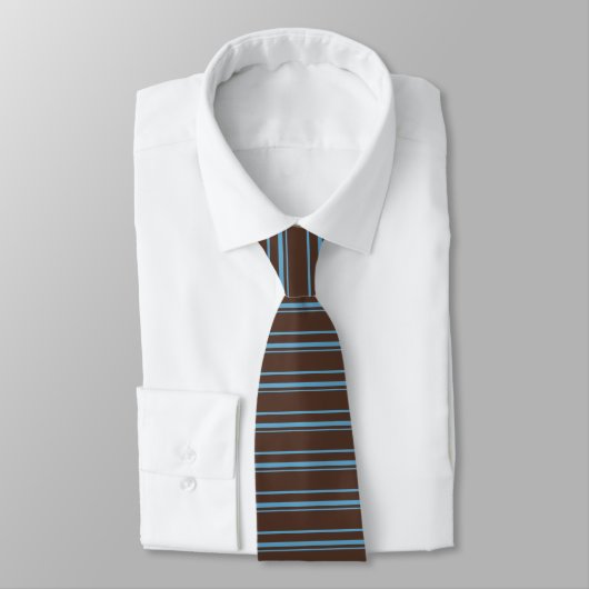 Cravate Tie rayée bleue marron (Attaché)
