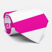 Cravate Tie rayure rose néon vif et blanc (Roulé)