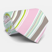 Cravate Tie rayures jardin rose doux (Roulé)