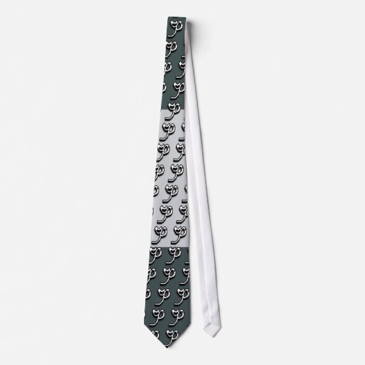 Cravate Tie Vert et Gris Monogramme P (Devant)