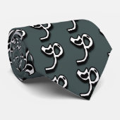 Cravate Tie Vert et Gris Monogramme P (Roulé)