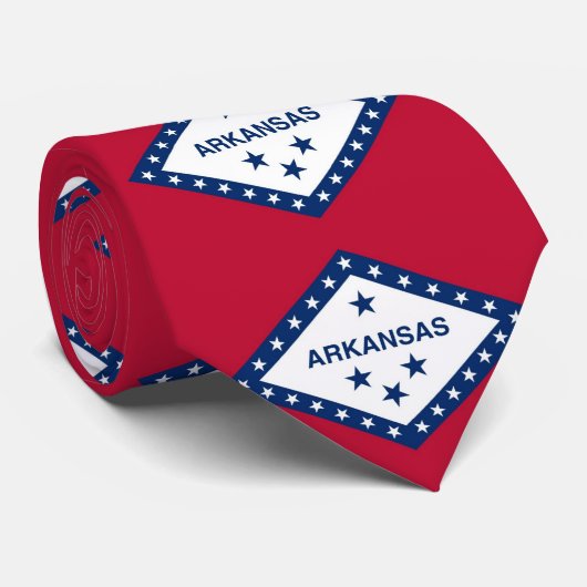 Cravate Tie with Flag of Arkansas, U.S.A. (Roulé)