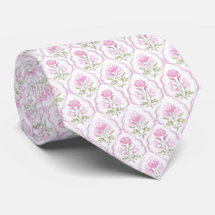 Cravate Tied de cou à fleurs rose chaleureux aquarelle