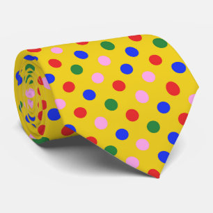 Cravate Tied de fête clown jaune avec des pois colorés xs