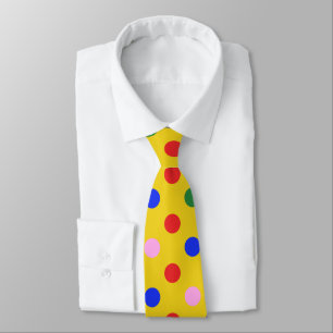 Cravate Tied de fête de clown_jaune avec des pois colorés