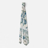 Cravate Tied de mariage à fleurs aquarelles bleu poussiére (Dos)