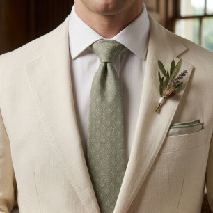 Cravate Tied de mariage vert sauge   Luxueux jacquard pour