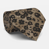 Cravate Tied floral neutre marron et noir fleurs modernes  (Roulé)