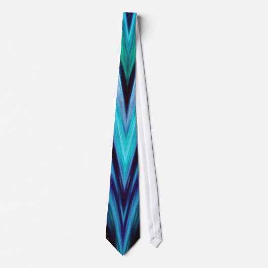 Cravate Tied, modèle de chevron en zigzag bleu abstrait (Devant)