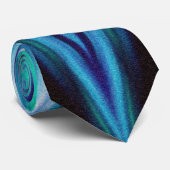 Cravate Tied, modèle de chevron en zigzag bleu abstrait (Roulé)