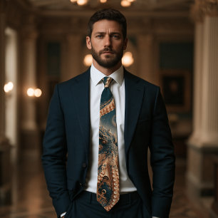Cravate Tied Navy Kraken Octopus Or Gold Nautical