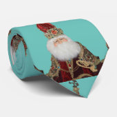 Cravate Tied Noël Vert avec St. Nick (Roulé)