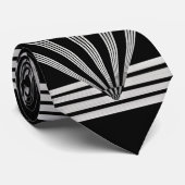 Cravate Tied Silver Black Art Déco (Roulé)