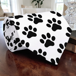 Cravate Tiedesign personnalisé noir et blanc à empreintes 
