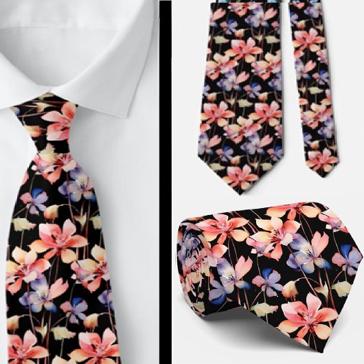 Cravate Tiedoux de bureau décontractés Fleurs sauvages Boh