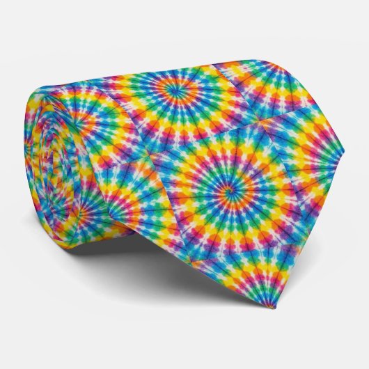 Cravate Tiedye Psychédélique Arc-en-Ciel Col (Roulé)