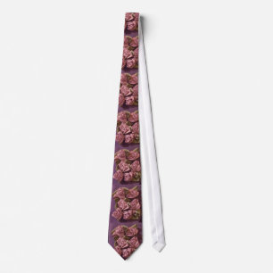 Cravate Ties à ruban lilas Roses et feuilles