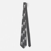 Cravate Ties avec des caniches blancs sur fond gris (Devant)